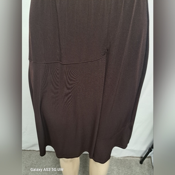George Stretch Brown Skirt M 8-10 Slinky Stretch Knit Elastic Waist Pull On - Picture 2 of 6